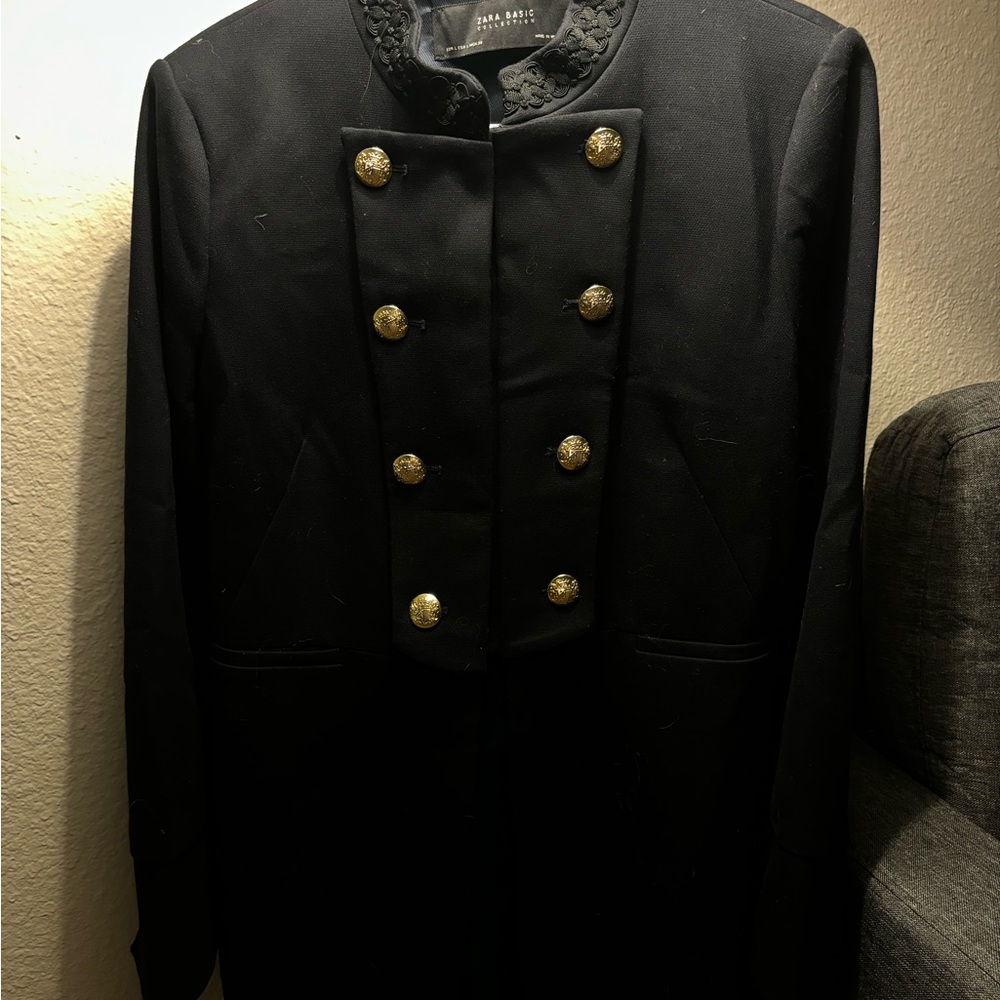Zara Basic Black Military Coat